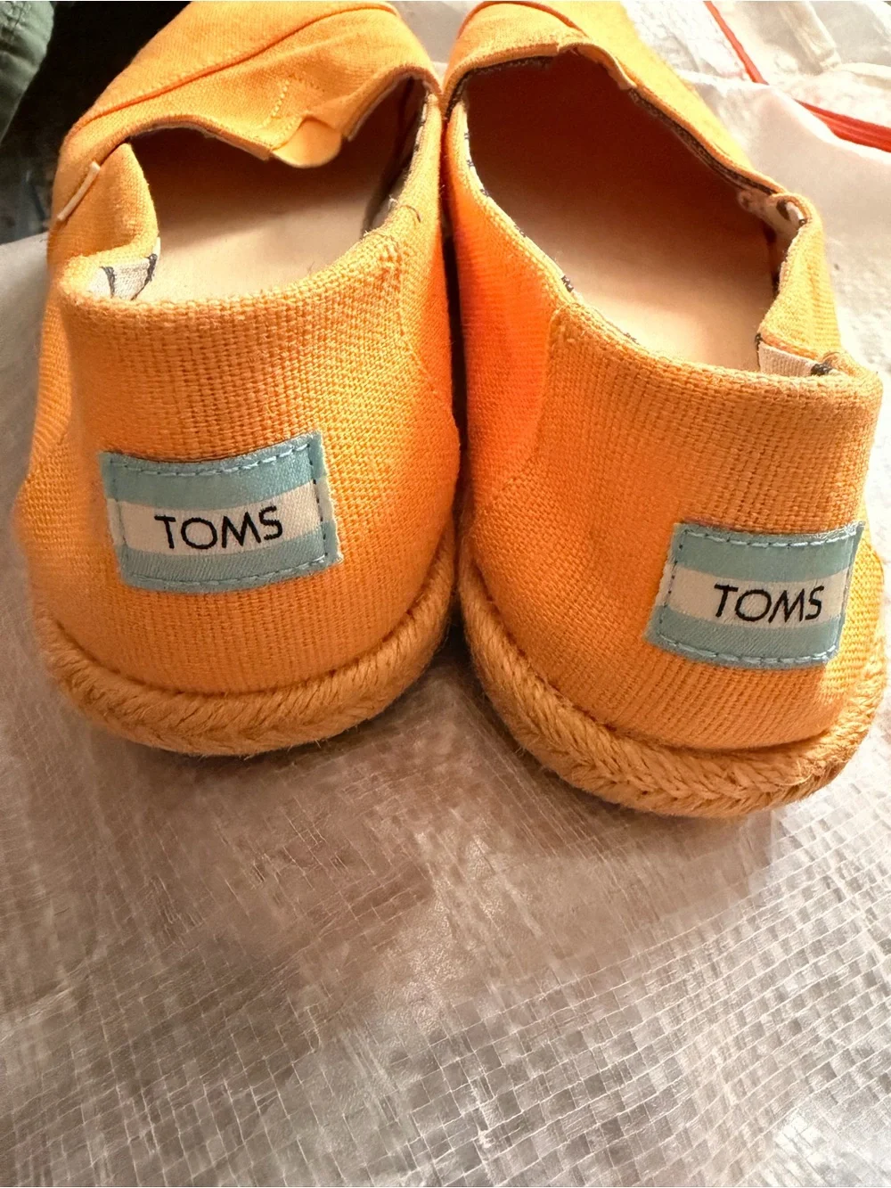 Toms Orange Canvas Espadrille Slip-Ons